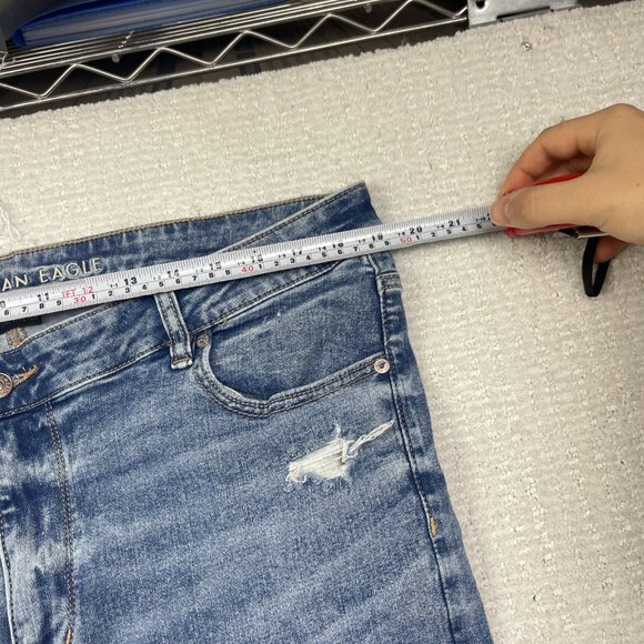 American Eagle High Rise Jegging Stretch Distressed Ripped Jeans Womens 20 Long - Picture 8 of 13